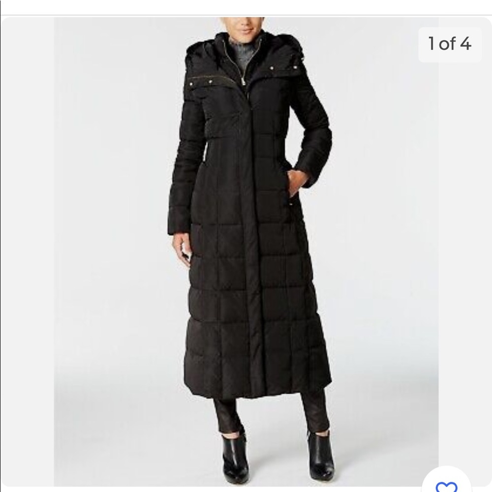 Cole Haan Signature full length down hooded puffer coat, M